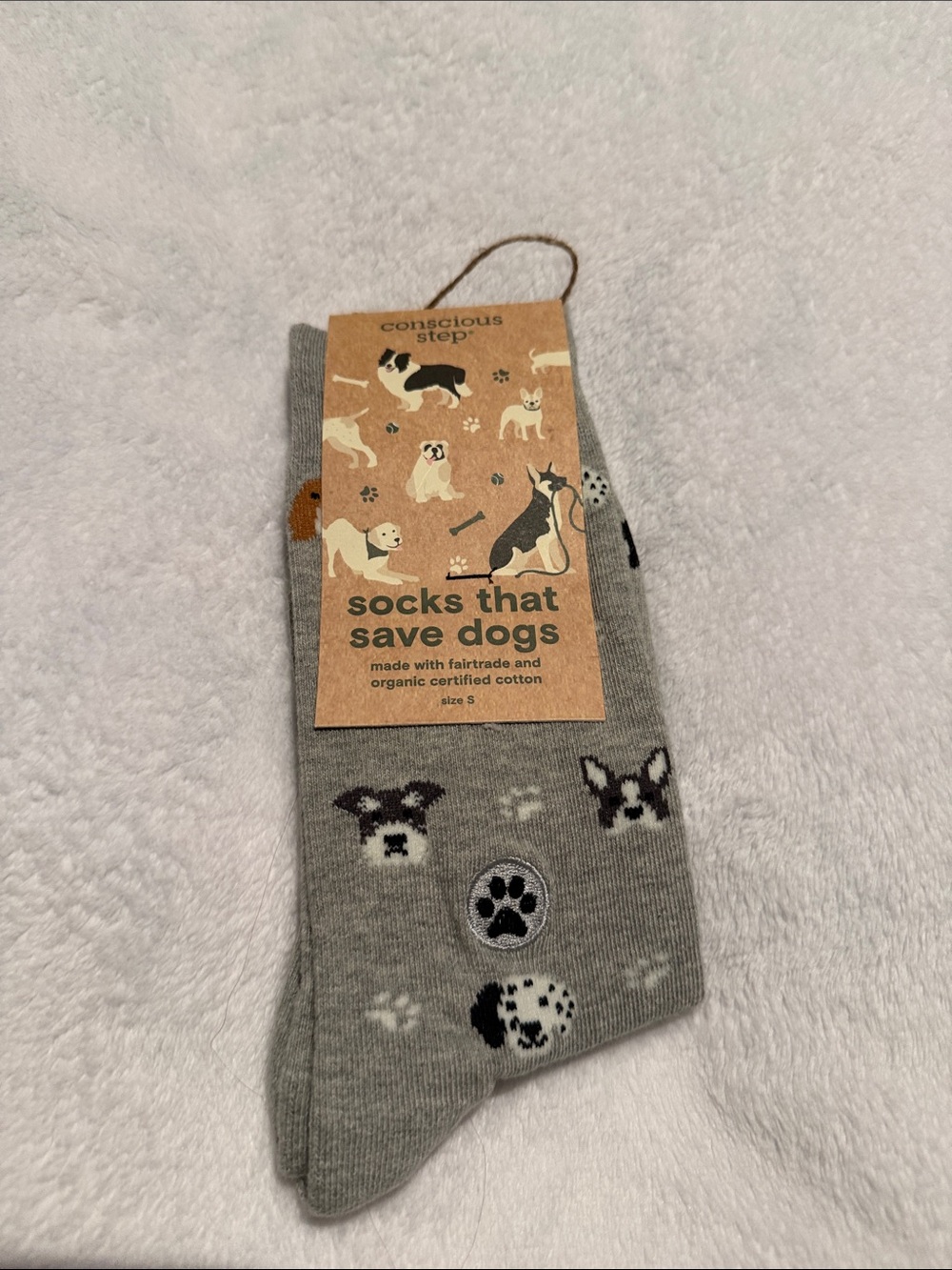 Grey Dog Print Socks
